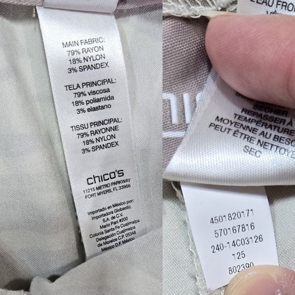 Chico's Cream Tan Zebra Print Pull On Capri Pant Pockets Stretch Vacation Safari - Picture 8 of 10